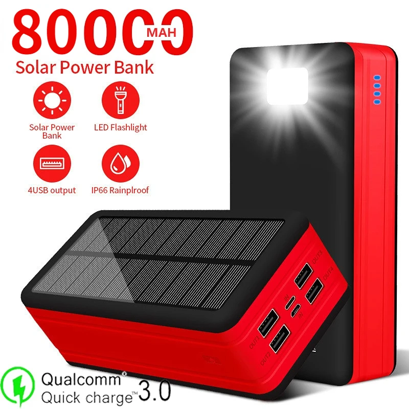 80000mAh Solar Battery Charger with LED 4USB High Capacity Portable Outdoor Travel Emergency PowerBank for Xiaomi Samsung Iphone
80000mAh Solar Battery Charger with LED 4USB High Capacity Portable Outdoor Travel Emergency PowerBank for Xiaomi Samsung Iphone