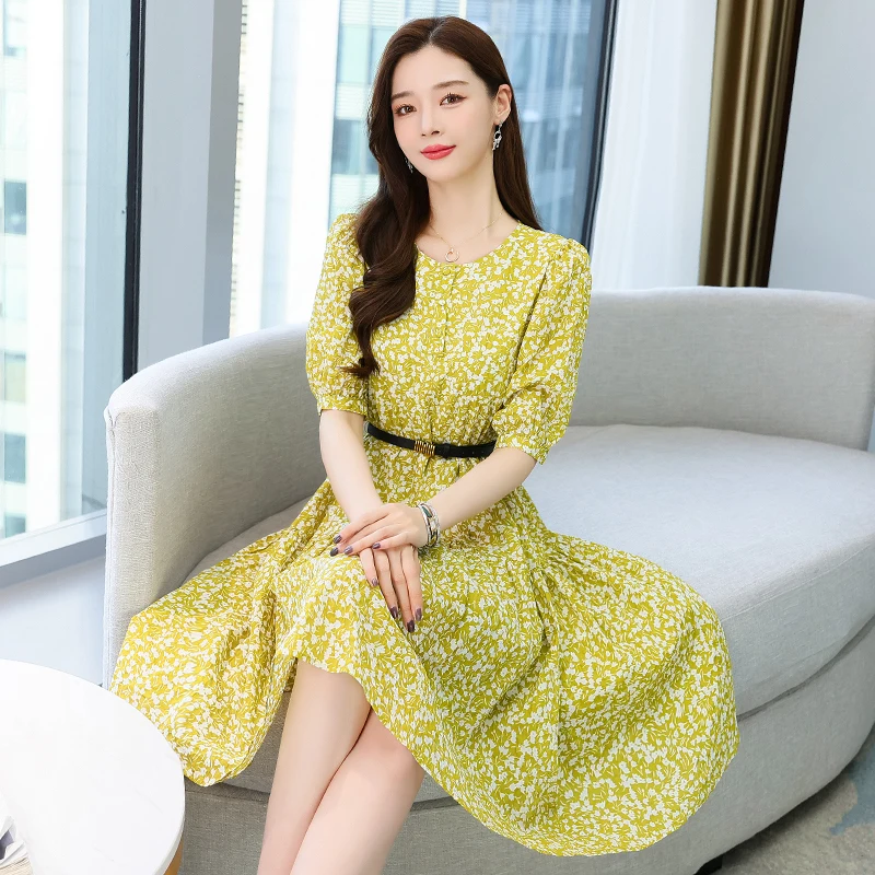 Chiffon Women's Dress Summer Loose Flowers V-neck Casual Fashion Short Sleeve Female Clothing Houthion
Chiffon Women's Dress Summer Loose Flowers V-neck Casual Fashion Short Sleeve Female Clothing Houthion