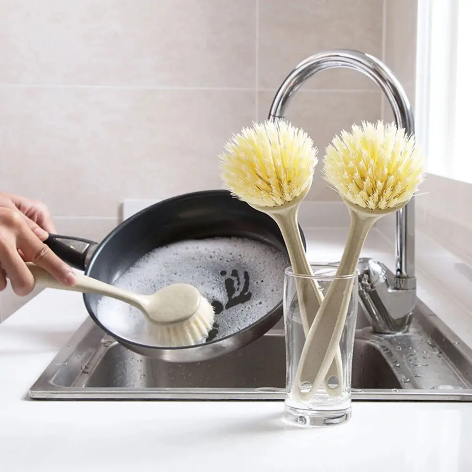 

Dish Pots Brush With Handle Kitchen Scrub Brushes For Cleaning Bowl Scrubber With Stiff Bristles For Sink Pans Stoves