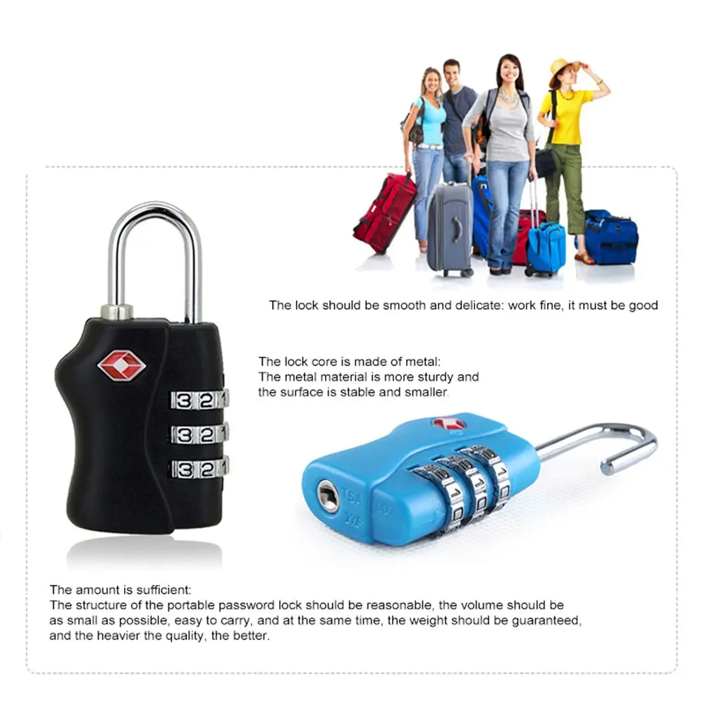 TSA Customs Code Lock Luggage Password Locks Bike Lock 3 Dial Digit Password Lock Travel Safe Anti-Theft Lock
TSA Customs Code Lock Luggage Password Locks Bike Lock 3 Dial Digit Password Lock Travel Safe Anti-Theft Lock