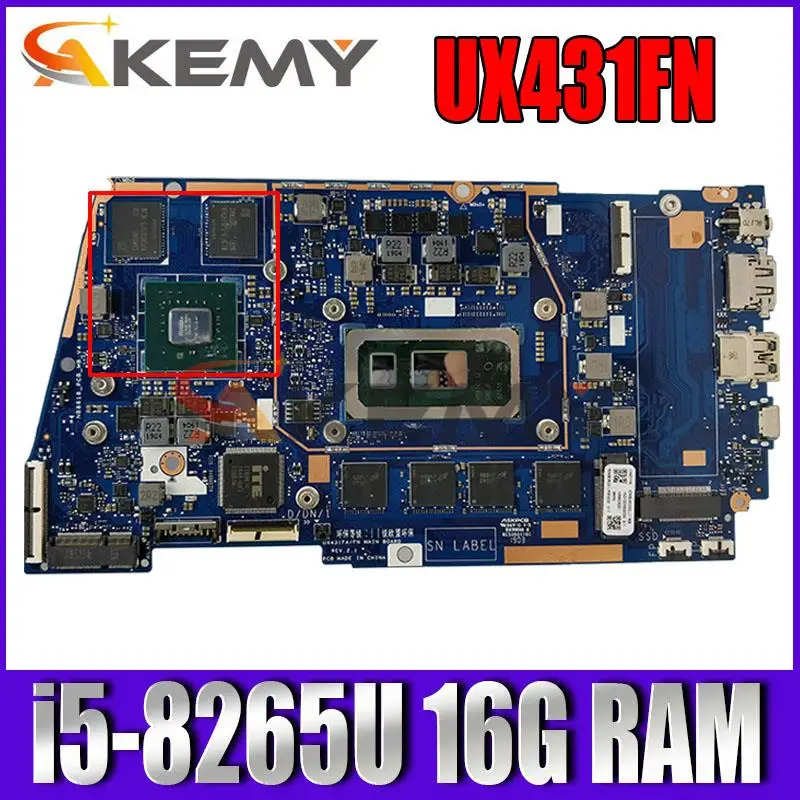 UX431FN/FA Mainboard For ASUS ZenBook UX431FL UX431FNC UX431FN UX431F Laptop Motherboard With i5-8265U (V2G) GPU 16G RAM
UX431FN/FA Mainboard For ASUS ZenBook UX431FL UX431FNC UX431FN UX431F Laptop Motherboard With i5-8265U (V2G) GPU 16G RAM