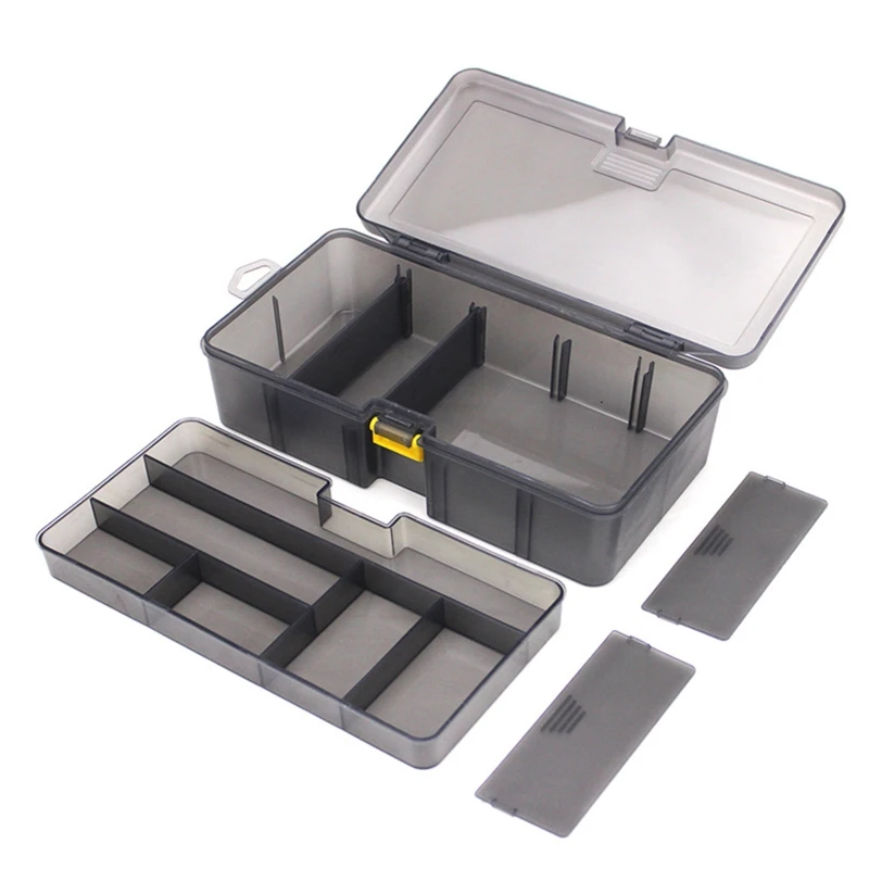 Dual Layer Tool Storage Box Translucent Gray Gift for Fishing Lovers Men Fishmen Fishing Tool Accessories Waterproof
Dual Layer Tool Storage Box Translucent Gray Gift for Fishing Lovers Men Fishmen Fishing Tool Accessories Waterproof