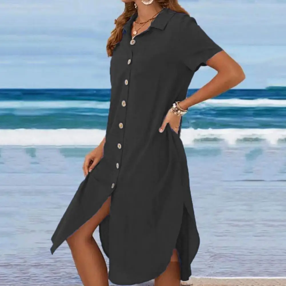 Lady Dress Buttons Soft Cardigan Pure Color Lady Dress Summer Dress for Daily Wear
Lady Dress Buttons Soft Cardigan Pure Color Lady Dress Summer Dress for Daily Wear
