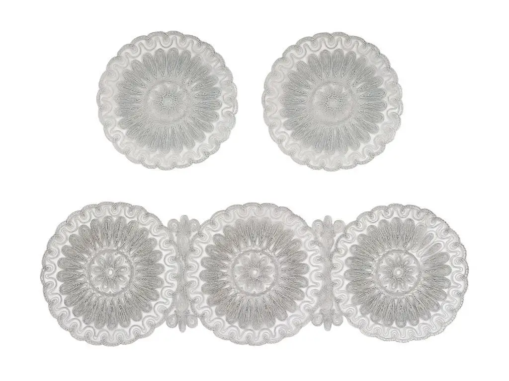 Anglez Kordone Embroidered Lux Salon Set Gray