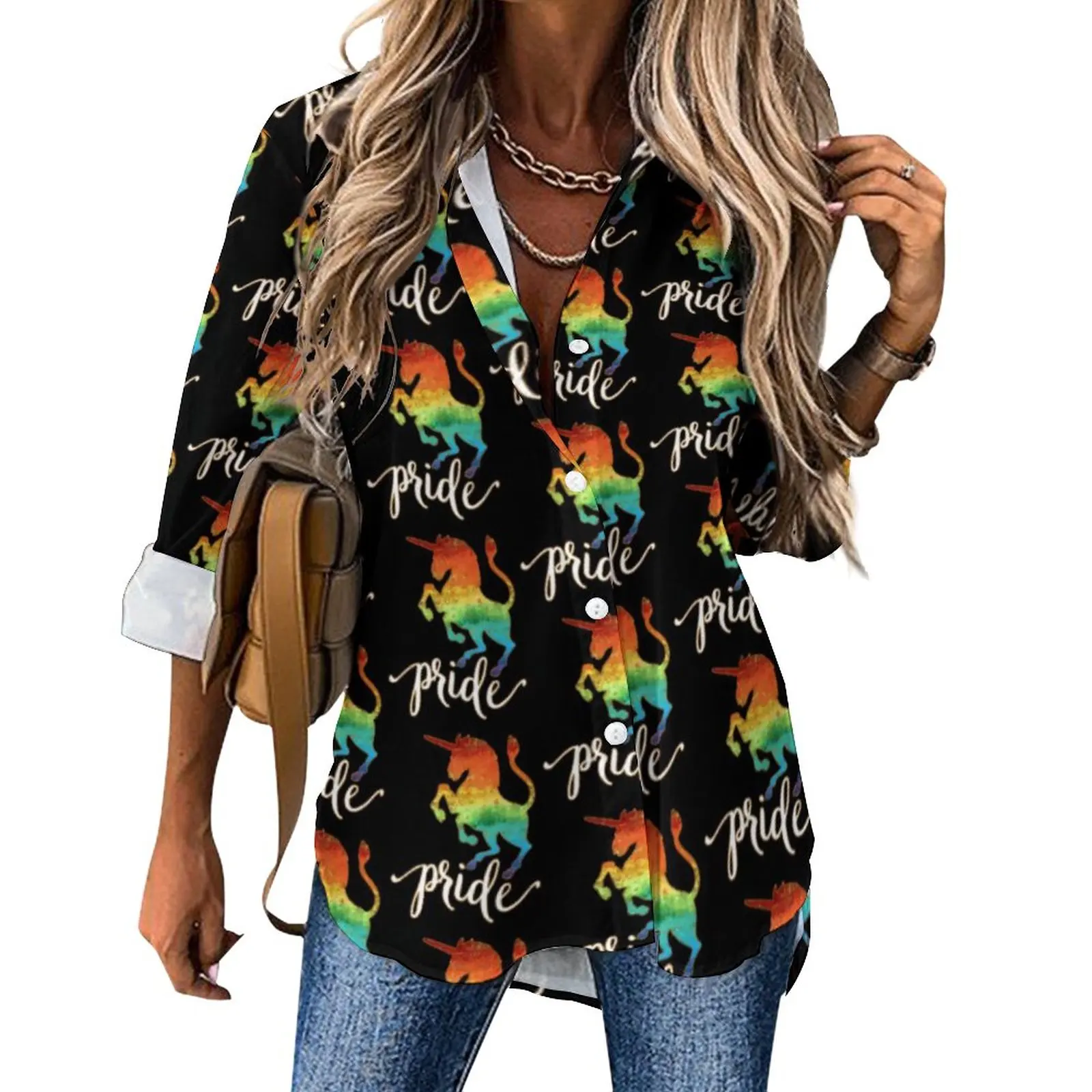 Rainbow Unicorn Blouse Pride Letter Print Street Fashion Loose Blouses Autumn Long-Sleeve Modern Shirt Graphic Top Large Size
Rainbow Unicorn Blouse Pride Letter Print Street Fashion Loose Blouses Autumn Long-Sleeve Modern Shirt Graphic Top Large Size