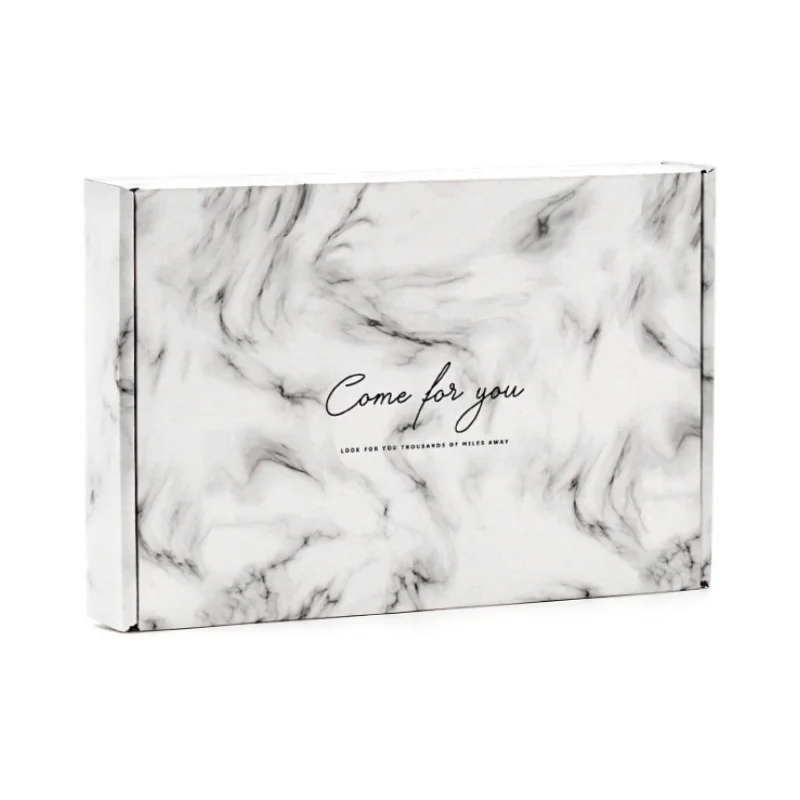 

Custom Corrugated Marble Colored Printing Boxes Tuck Mailer Set Top Box Packaging And Shipping Carton Wholesale