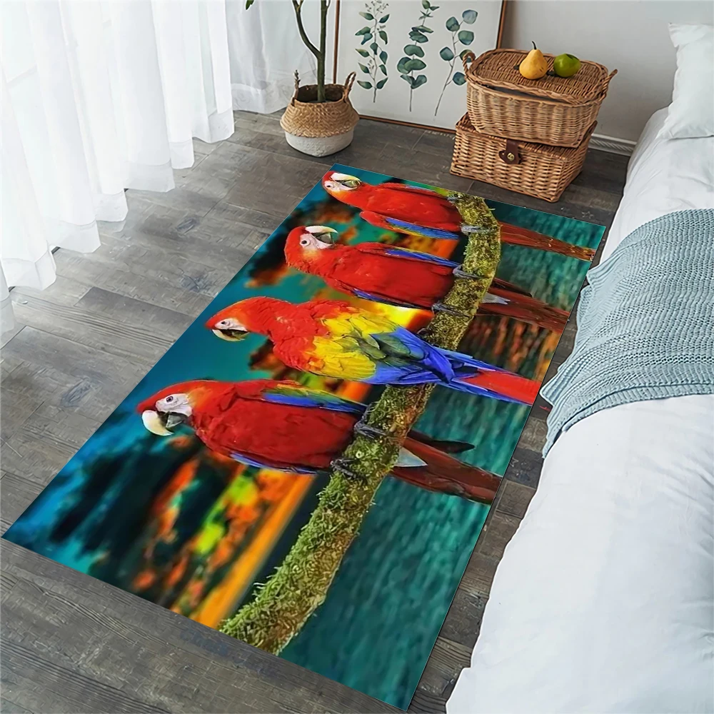 

CLOOCL Macaw Flannel Floor Rugs 3D Animals Carpets for Living Room Area Rug Kitchen Mats for Floor Dropshipping