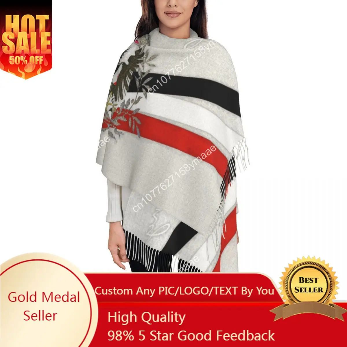 German Empire Eagle 1871 With Flag Colors Scarf Wrap for Women Long Winter Fall Warm Tassel Shawl Emblem National Flag Scarves
German Empire Eagle 1871 With Flag Colors Scarf Wrap for Women Long Winter Fall Warm Tassel Shawl Emblem National Flag Scarves