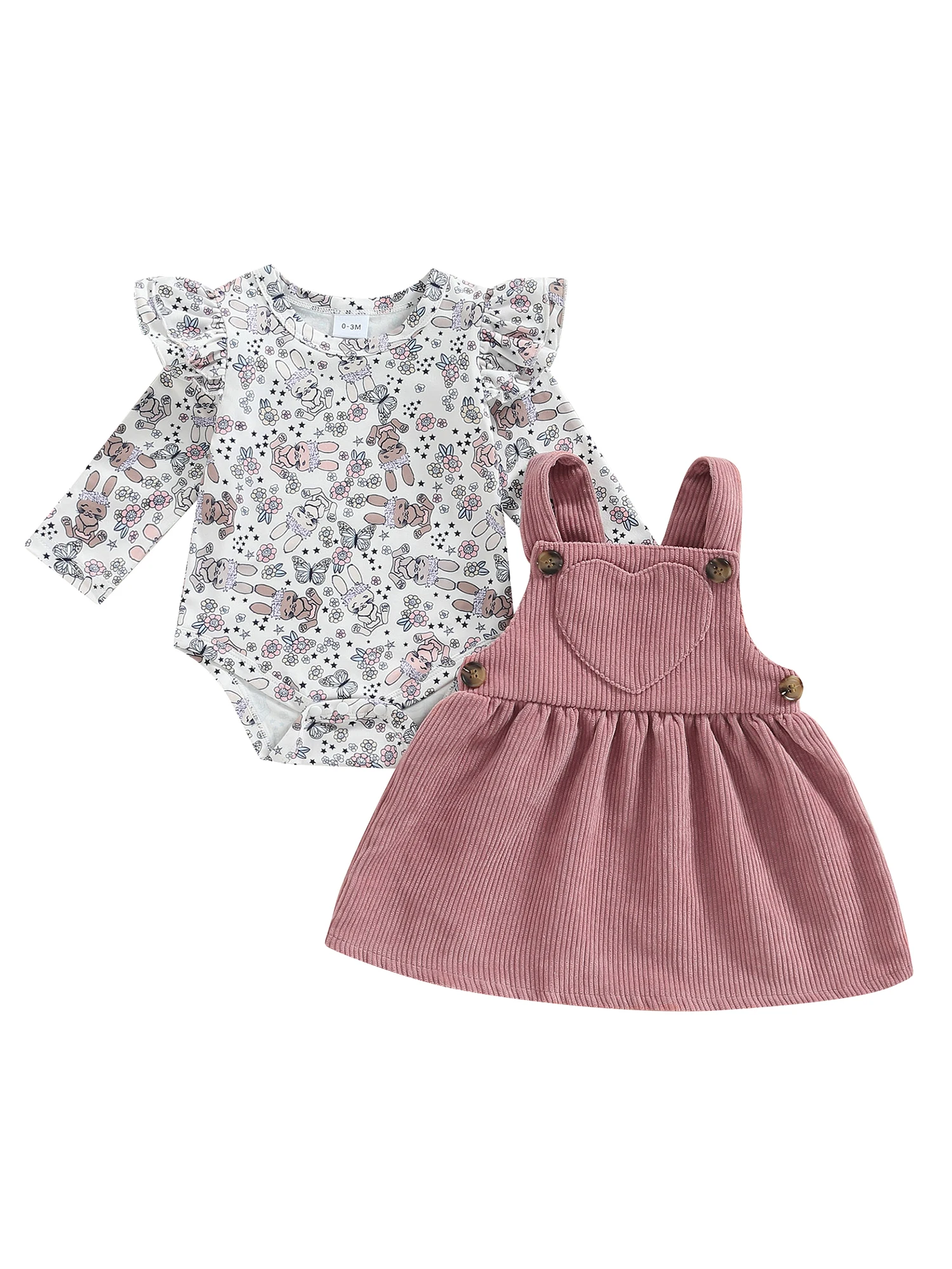 Newborn Baby Girl Easter Outfit Cute Rabbit Bunny Long Sleeve Bodysuit Corduroy Suspender Overall Skirt 2PCS Set
Newborn Baby Girl Easter Outfit Cute Rabbit Bunny Long Sleeve Bodysuit Corduroy Suspender Overall Skirt 2PCS Set