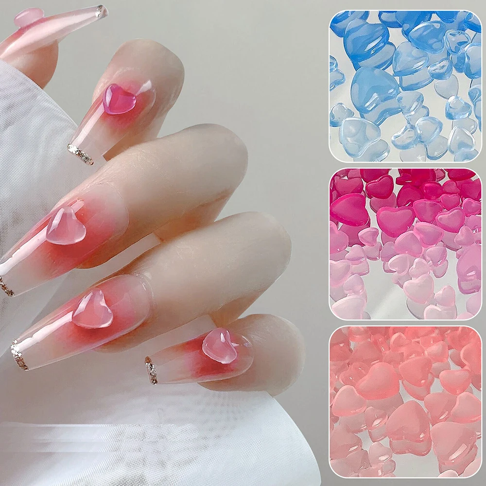 

Photochromic Heart Nail Rhinestones Transparent Mix Sizes Cute Kawaii Nail Charms Bulk Red Pink Korean Art Decorations Decals
