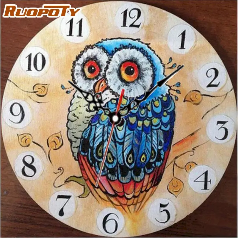 

RUOPOTY Frame Painting By Numbers For Adults Owl Clock Animals Drawing Coloring By Numbers Wall Art Painting For Home Decor Gift