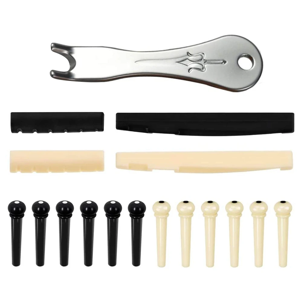Guitar Bridge Pins Puller Pulling Remover Extractor Tool with 2 Pack Guitar Saddle Nut and 12 Pack Guitar Bridge Pins
Guitar Bridge Pins Puller Pulling Remover Extractor Tool with 2 Pack Guitar Saddle Nut and 12 Pack Guitar Bridge Pins