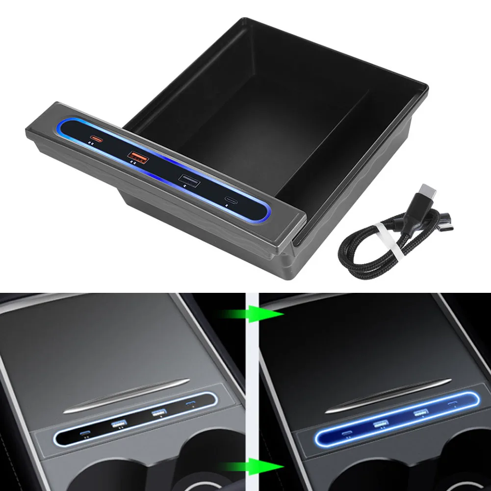 For Tesla Model 3 Y 2021-2022 27W Fast Car USB Charger 4 Port Type-C USB Hub Center Console Case Hidden Cubby Drawer Storage Box
For Tesla Model 3 Y 2021-2022 27W Fast Car USB Charger 4 Port Type-C USB Hub Center Console Case Hidden Cubby Drawer Storage Box
