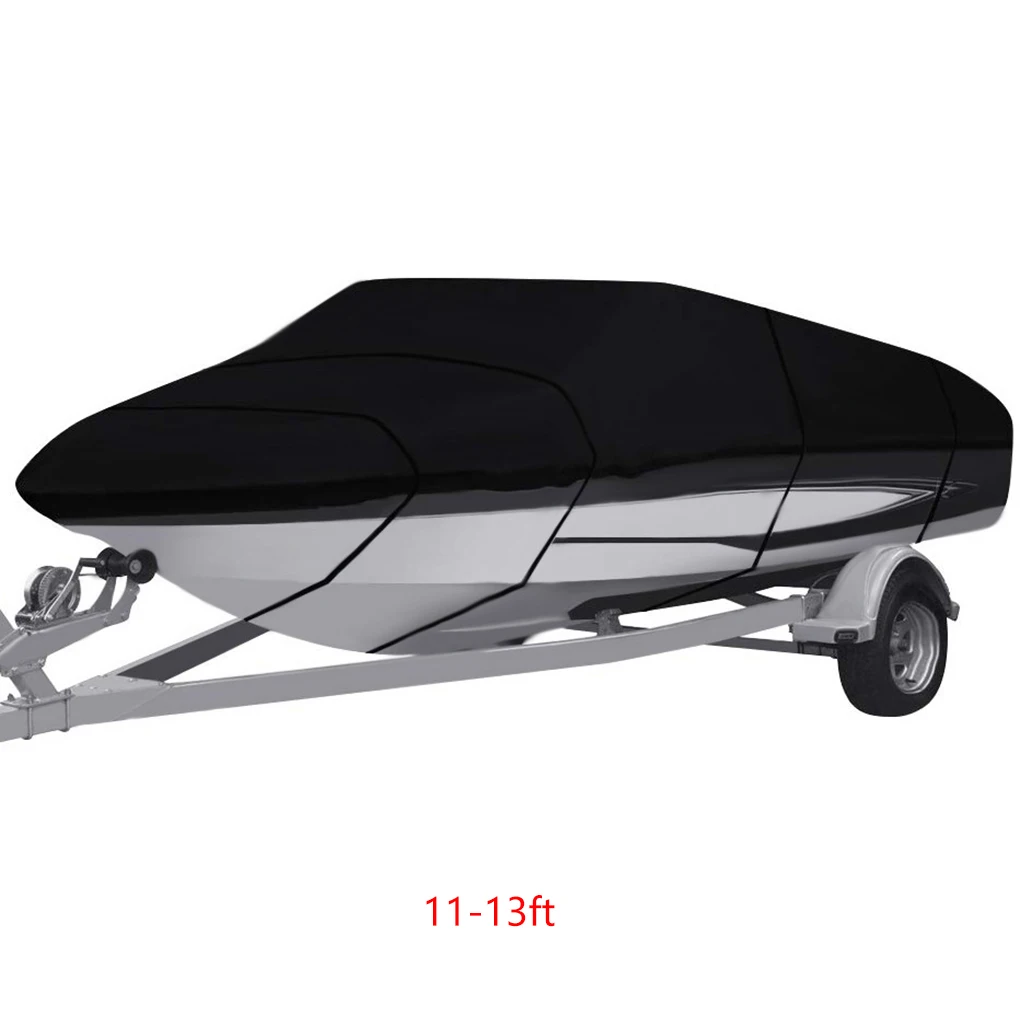 

Boat Cover Waterproof Trailerable 210D Oxford Cloth V-shaped Boat Protector Anti-UV 11-13ft