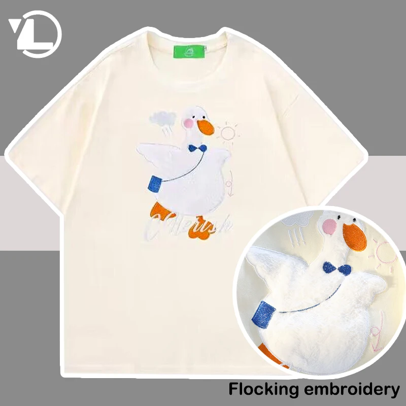 Summer Short-sleeve T-shirt Women Men Cotton Cute Duck Embroidered Casual Loose College Tops Kawaii Loose Shirts Tees White New
Summer Short-sleeve T-shirt Women Men Cotton Cute Duck Embroidered Casual Loose College Tops Kawaii Loose Shirts Tees White New