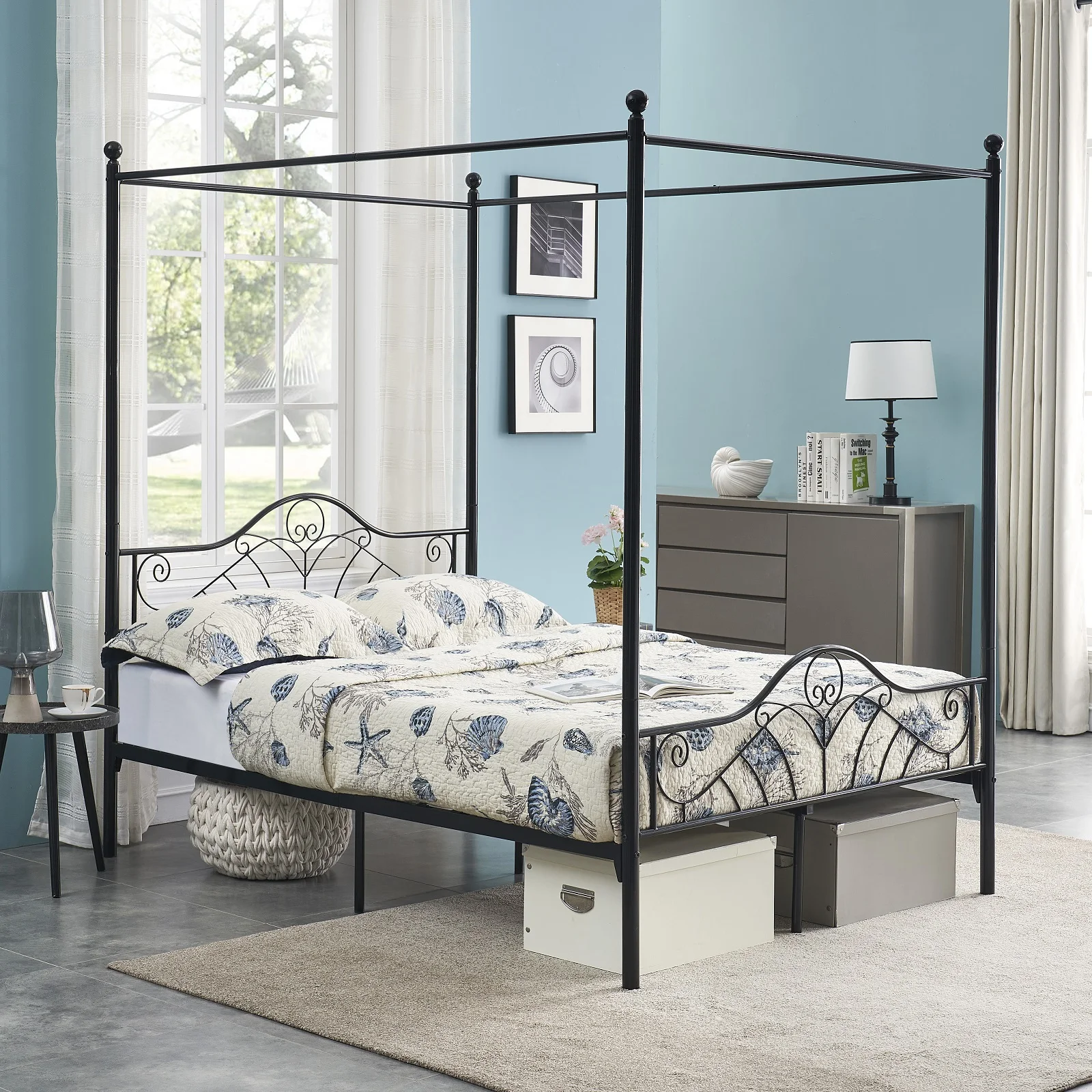 Canopy Bed Frame Queen Full Size with Mosquito Net Frame No Box Spring Needed Platform Base Wrought Iron Bed Frame
Canopy Bed Frame Queen Full Size with Mosquito Net Frame No Box Spring Needed Platform Base Wrought Iron Bed Frame
