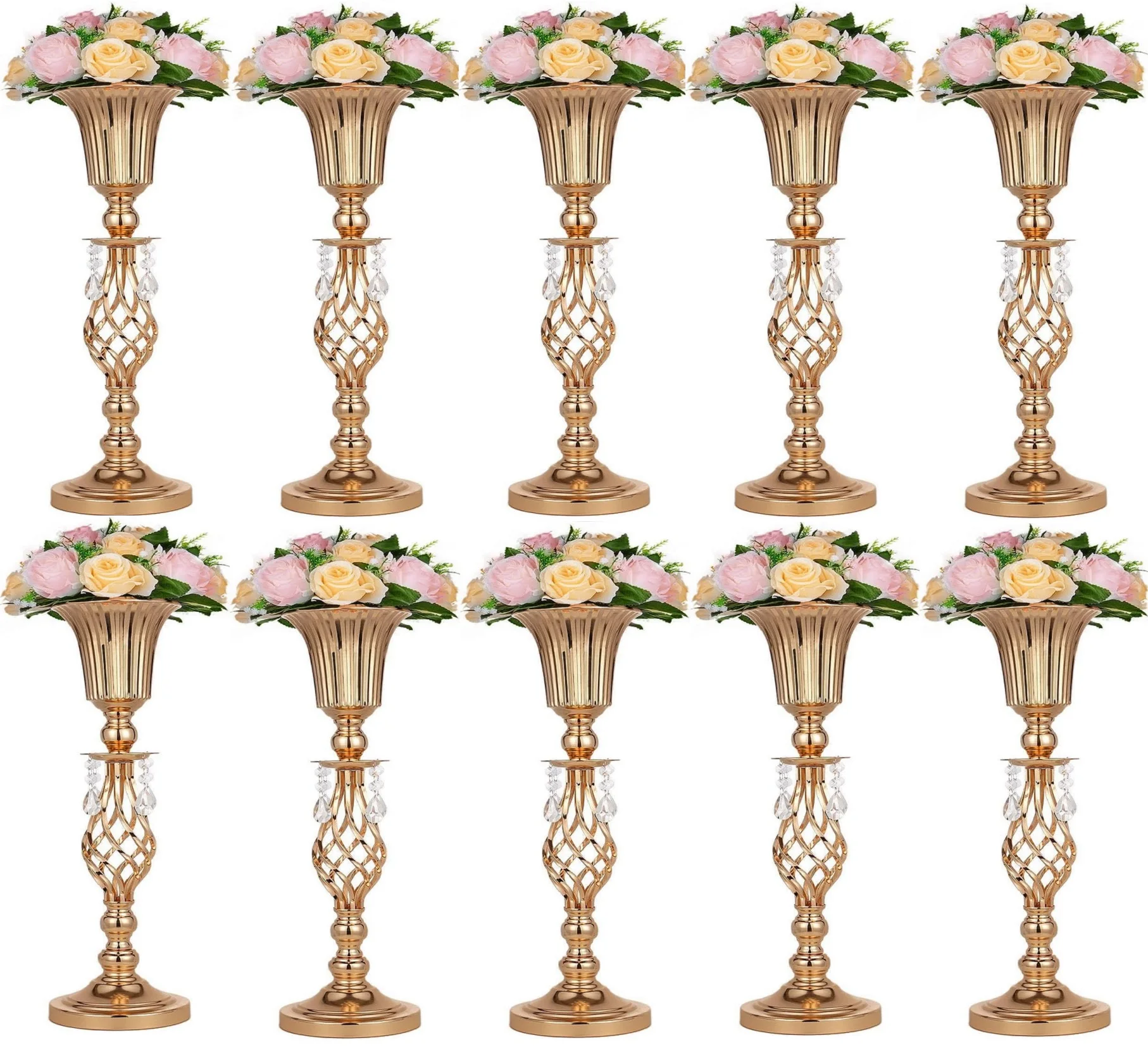 10 Piece Metallic Gold Vases, Beaded Crystal Gold Trumpet Crown Vase, Perfect for Wedding Receptions, Holiday Party Event Center
10 Piece Metallic Gold Vases, Beaded Crystal Gold Trumpet Crown Vase, Perfect for Wedding Receptions, Holiday Party Event Center