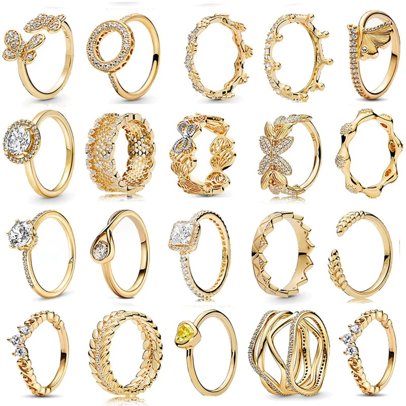 S925 Sterling Silver Gold color Series Simple Fashion Crown Ring fit for Original Design DIY Women's Charm Jewelry
S925 Sterling Silver Gold color Series Simple Fashion Crown Ring fit for Original Design DIY Women's Charm Jewelry