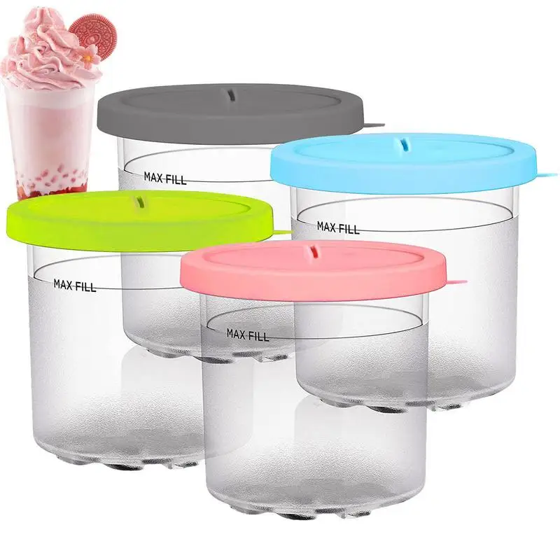 

Cream Pint Containers Reusable Freezer Storage Tubs Homemade Ice Cream Bowls Yogurt Container Jar With Sealing Lid For home