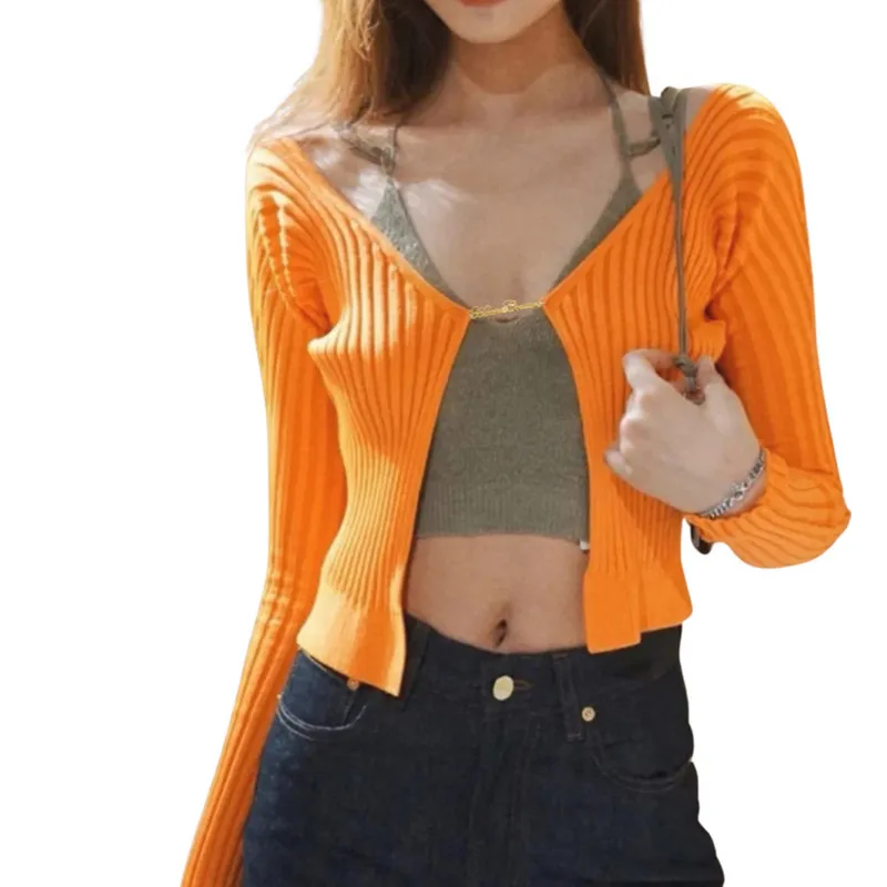 Women Sweaters Rib Knit Crop Tops Sexy Harajuku Long Sleeve Solid Color Metal Chain Open Front Top Fall Winter Clothes
Women Sweaters Rib Knit Crop Tops Sexy Harajuku Long Sleeve Solid Color Metal Chain Open Front Top Fall Winter Clothes