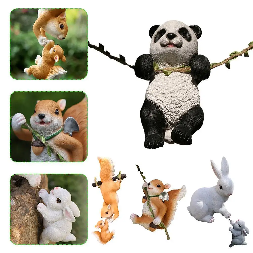 Garden Statues Rabbit Climbing Rope Squirrels Panda Resin Figurines Tree Hanging Ornament Micro Landscape DIY Decorations
Garden Statues Rabbit Climbing Rope Squirrels Panda Resin Figurines Tree Hanging Ornament Micro Landscape DIY Decorations
