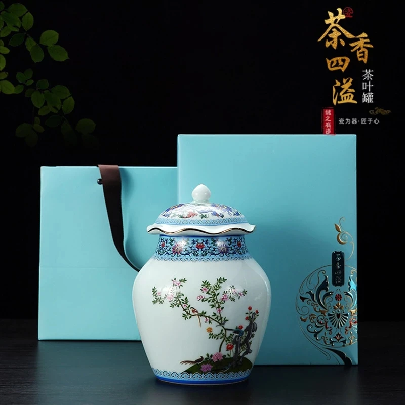 Large Ceramic Tea Pot One Pound Empty Can Gift Box Sealed Pot Pu'er Flower Tea Storage Tea Set
Large Ceramic Tea Pot One Pound Empty Can Gift Box Sealed Pot Pu'er Flower Tea Storage Tea Set