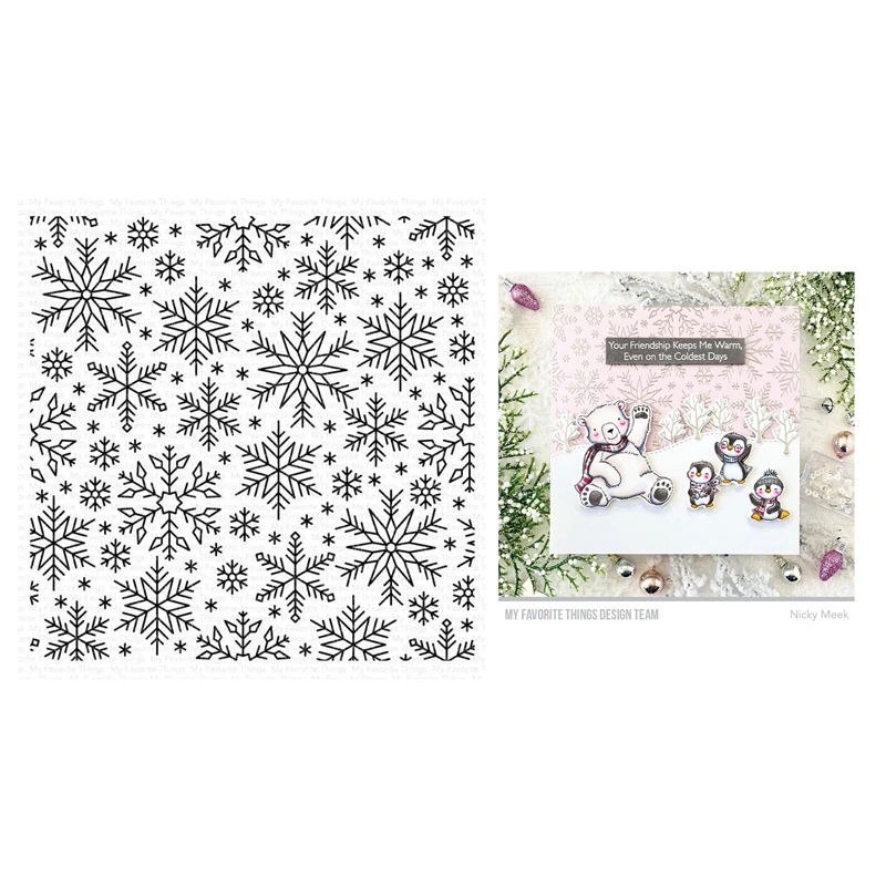 

November 2022 New Snowflake Flurry Background Clear Stamps Scrapbooking for Paper Making Embossing Frames Card no Cutting Dies