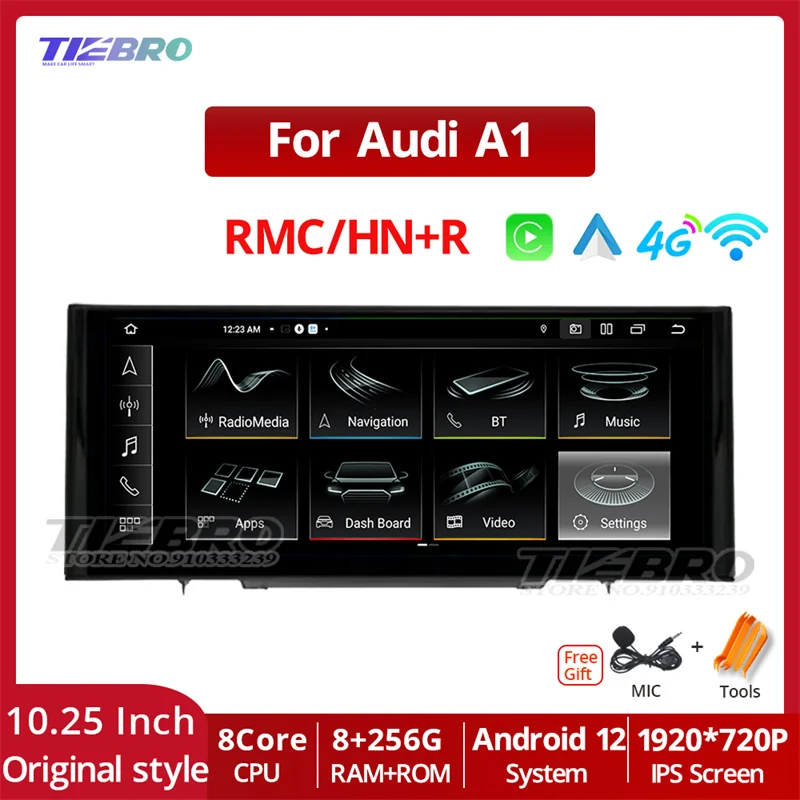 

TIEBRO 10,25 "Android 12 для Audi A1 LHD 2012-2018 RMC HN + R Автомобильный мультимедийный плеер Android Auto GPS Bluetooth Carplay, головное устройство