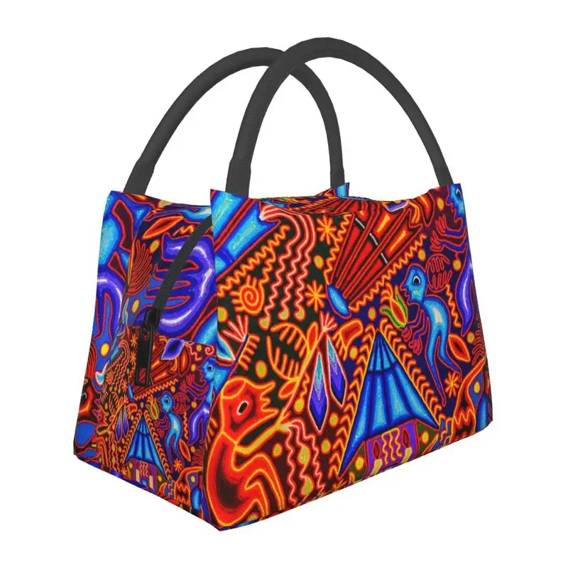 

Традиционная теплоизолированная сумка для ланча Huichol, женская сумка для еды в стиле народного искусства, Портативная сумка для ланча, коробка для еды