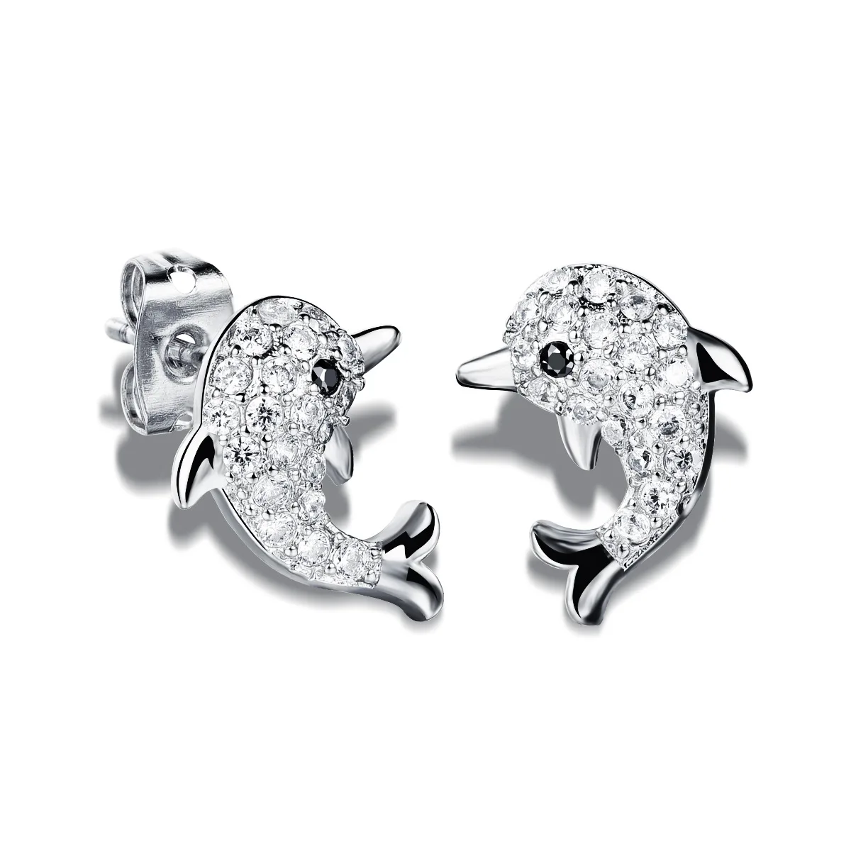 Dolphin Rhinestones Ladies Stud Earrings Electroplated Gold Micro-Inlaid Small Earrings White Gold Jewelry 
Dolphin Rhinestones Ladies Stud Earrings Electroplated Gold Micro-Inlaid Small Earrings White Gold Jewelry