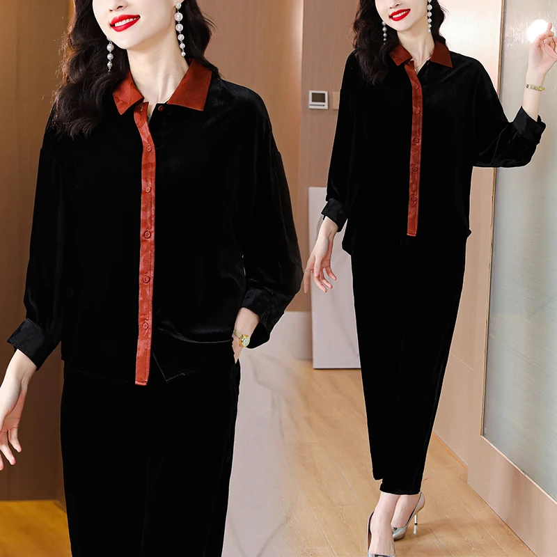 Middle-aged Women Pants Suit 2022 Autumn Large Size Long Sleeve Tops + Trousers 2PCS Female Fashion Elegant Pants Set 5XL
Middle-aged Women Pants Suit 2022 Autumn Large Size Long Sleeve Tops + Trousers 2PCS Female Fashion Elegant Pants Set 5XL