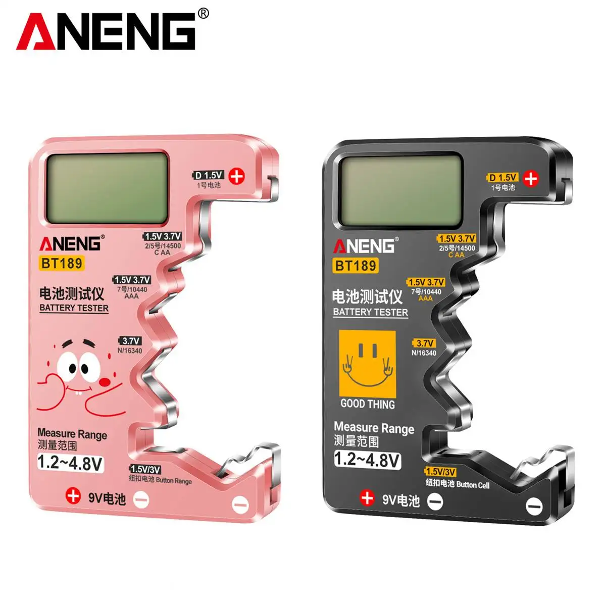 

ANENG BT189 Digital Battery Tester LCD Display AA AAA 9V 1.5V 3V Button Battery Capacity Checker Load Analyzer