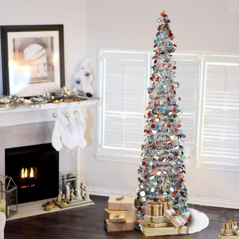 1.5 m Christmas Tree Collapsible Sequin Tinsel Artificial Christmas Tree Reusable DIY Festive Party Decoration New Year Ornament
1.5 m Christmas Tree Collapsible Sequin Tinsel Artificial Christmas Tree Reusable DIY Festive Party Decoration New Year Ornament