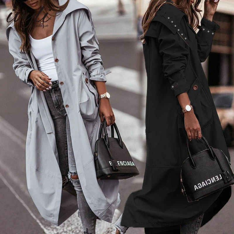 2022 Autumn and Winter New Women's Skirt Shape Loose Casual Long Thin Cape Lapel Black Long Casual Windbreaker Women's Coat
2022 Autumn and Winter New Women's Skirt Shape Loose Casual Long Thin Cape Lapel Black Long Casual Windbreaker Women's Coat