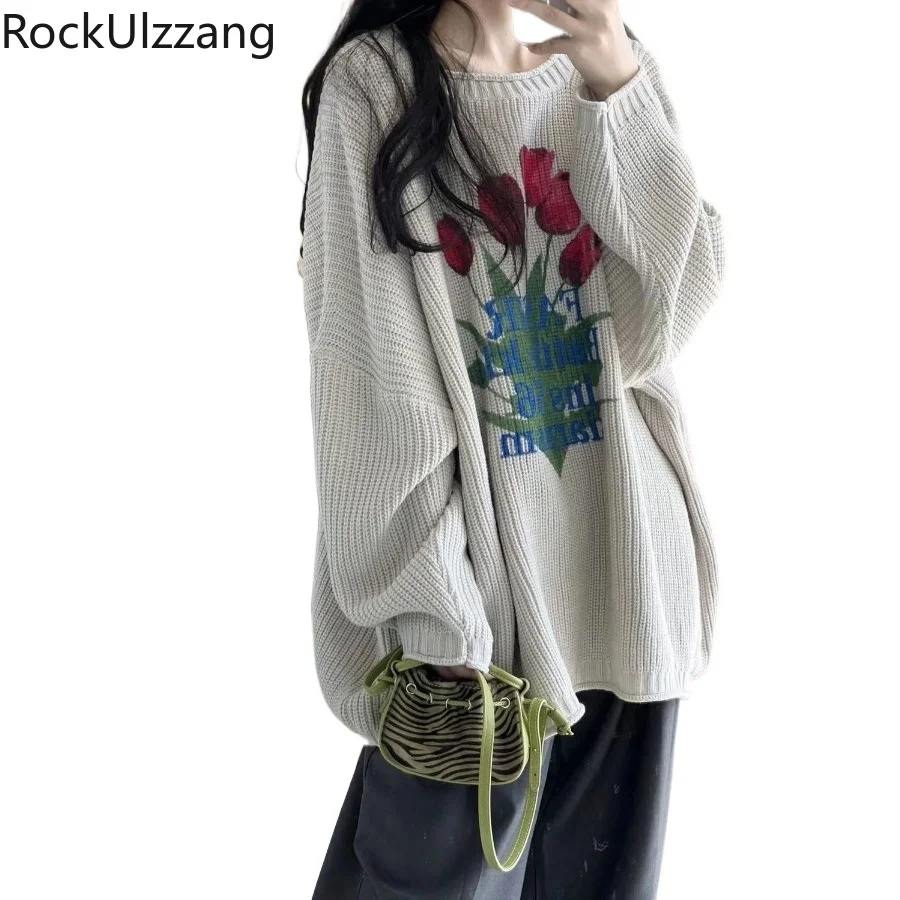 Knitwear Gray Sweater Top Flower Letter Graphic Long Sleeve Pullover Winter Fall Women Man Knitted Knit Loose Plus Size harajuku
Knitwear Gray Sweater Top Flower Letter Graphic Long Sleeve Pullover Winter Fall Women Man Knitted Knit Loose Plus Size harajuku