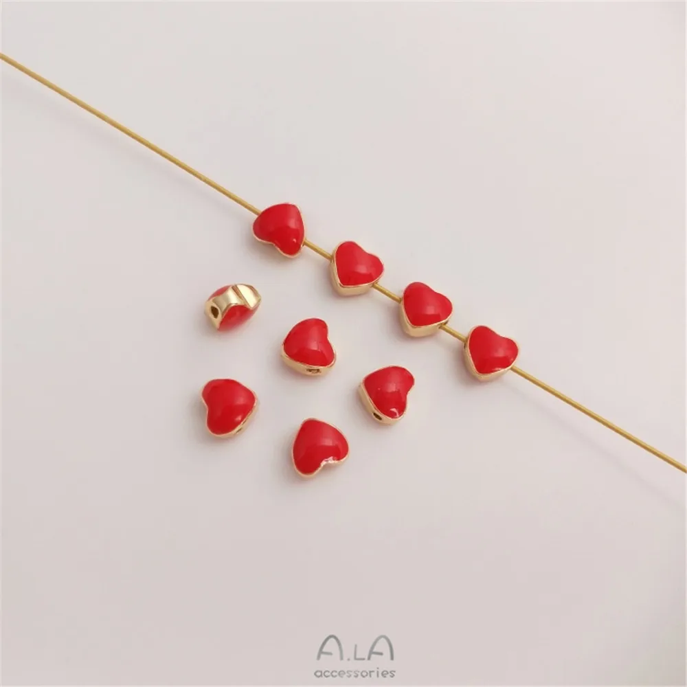 14K gold covered with oil, red small heart, separated by beads, red heart, handmade beads, DIY bracelet accessories
14K gold covered with oil, red small heart, separated by beads, red heart, handmade beads, DIY bracelet accessories
