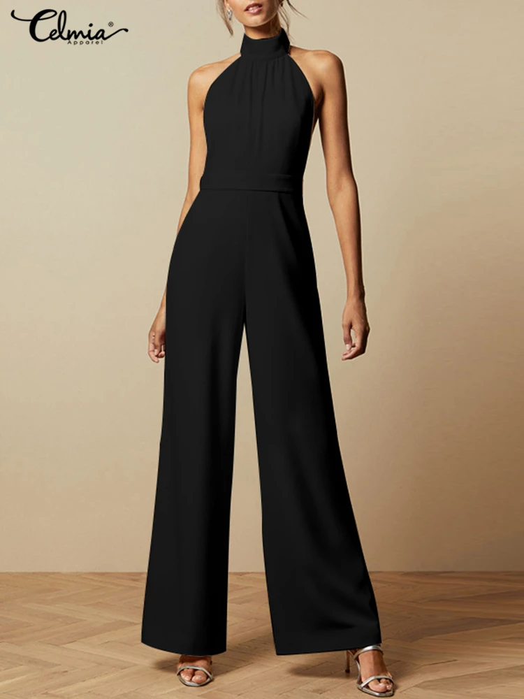 Celmia Long Jumpsuits 2022 Summer Halter Sleeveless Playsuit Women Elegant Wide Leg Pants Solid Casual Office Ladies Overalls
Celmia Long Jumpsuits 2022 Summer Halter Sleeveless Playsuit Women Elegant Wide Leg Pants Solid Casual Office Ladies Overalls