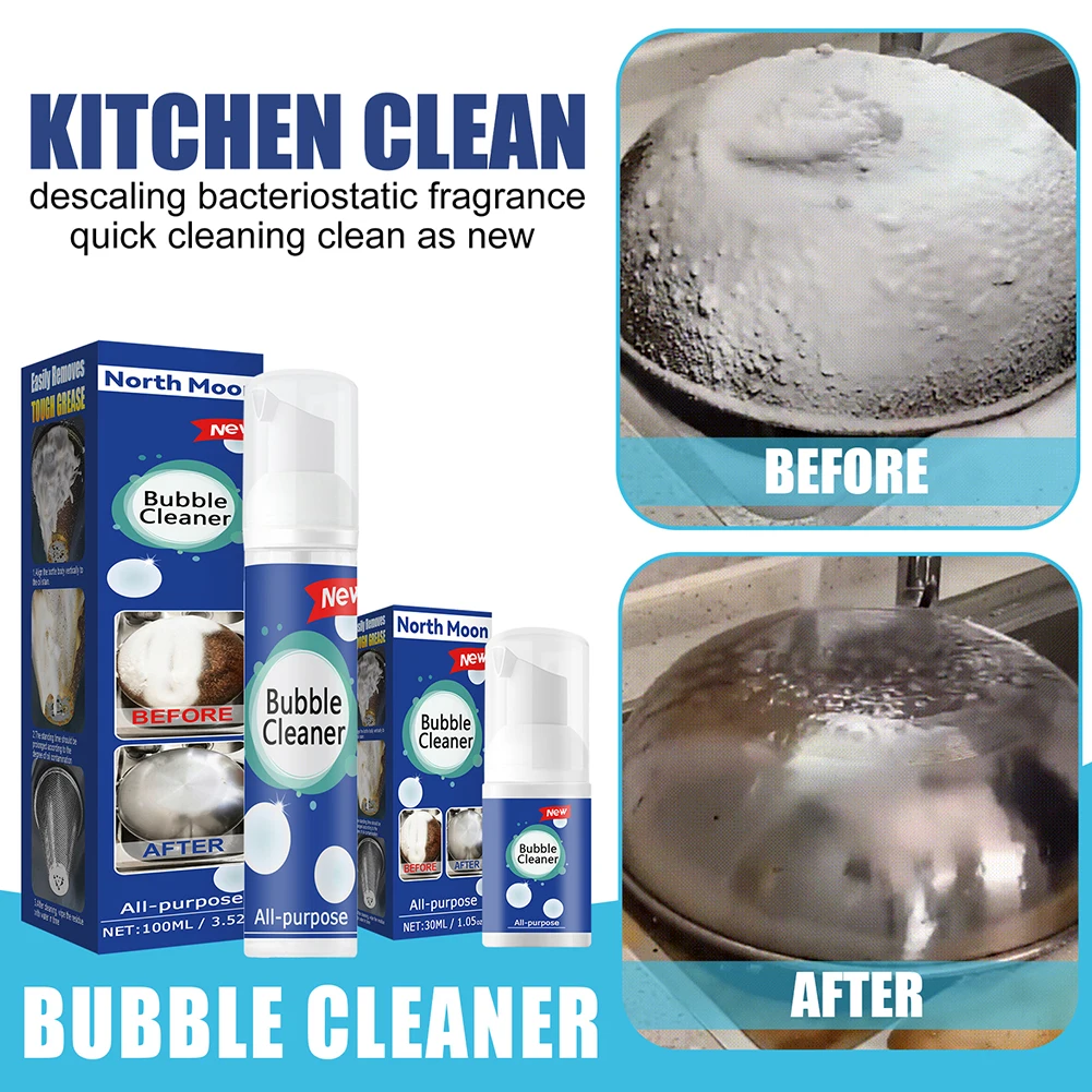 30ml/100ml Kitchen Oil Stain Bubble Cleaner Multi-Purpose Heavy Dirty Cleaner Degreaser Dirt Remover for Kitchen Hood Countertop
30ml/100ml Kitchen Oil Stain Bubble Cleaner Multi-Purpose Heavy Dirty Cleaner Degreaser Dirt Remover for Kitchen Hood Countertop