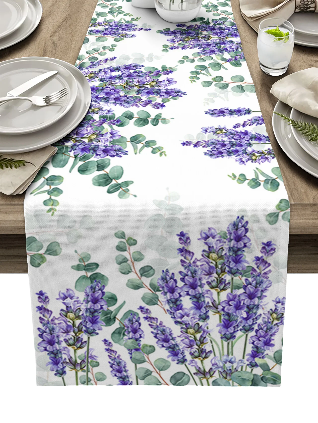 

Eucalyptus Rustic Leaves Flower Lavender Wedding Decor Table Runners Coffee Table Kitchen Dining Table Cloths Home Party Decor