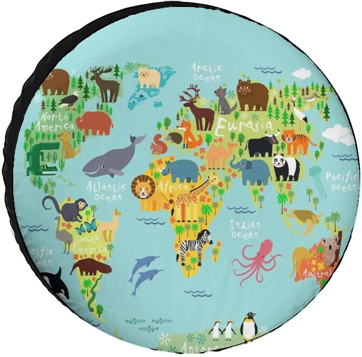 Animal Map of The World Funny Spare Tire Cover Camping Wheel Protectors Printed for RV SUV Truck Trailer 14" 15" 16" 17" Inch
Animal Map of The World Funny Spare Tire Cover Camping Wheel Protectors Printed for RV SUV Truck Trailer 14" 15" 16" 17" Inch