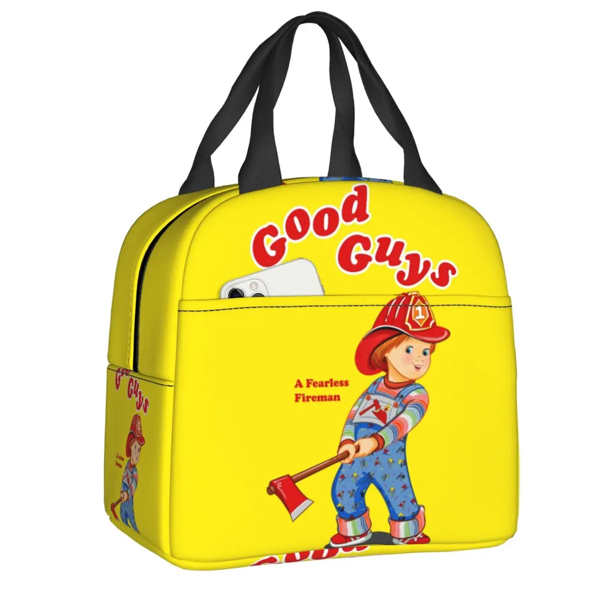 Custom Good Guys Fireman Child's Play Lunch Bag Women Warm Cooler Insulated Lunch Boxes for Adult Office Fruit Fresh Storage Bag
Custom Good Guys Fireman Child's Play Lunch Bag Women Warm Cooler Insulated Lunch Boxes for Adult Office Fruit Fresh Storage Bag