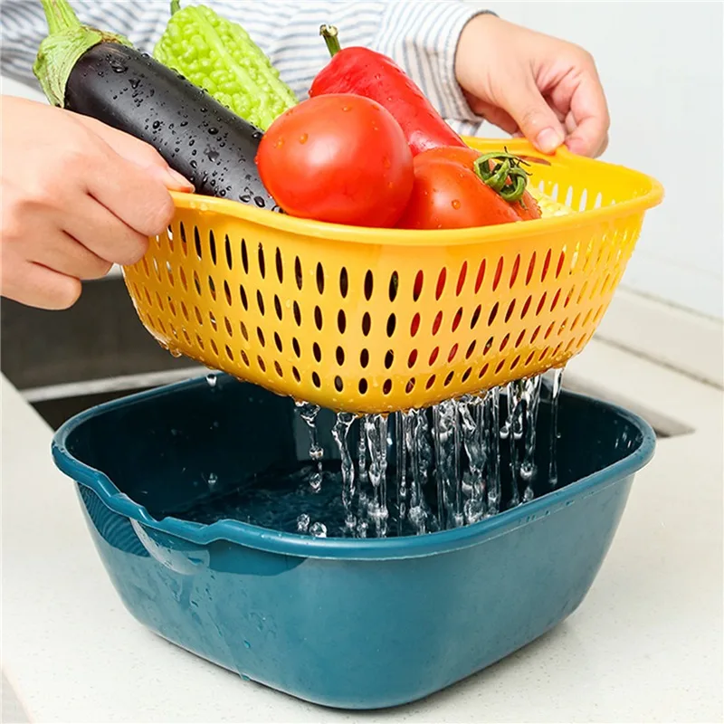 Kitchen Silicone Double Drain Basket Bowl Washing Storage Basket Strainers Bowls Drainer Vegetable Fruit Cleaning Colander Tools
Kitchen Silicone Double Drain Basket Bowl Washing Storage Basket Strainers Bowls Drainer Vegetable Fruit Cleaning Colander Tools