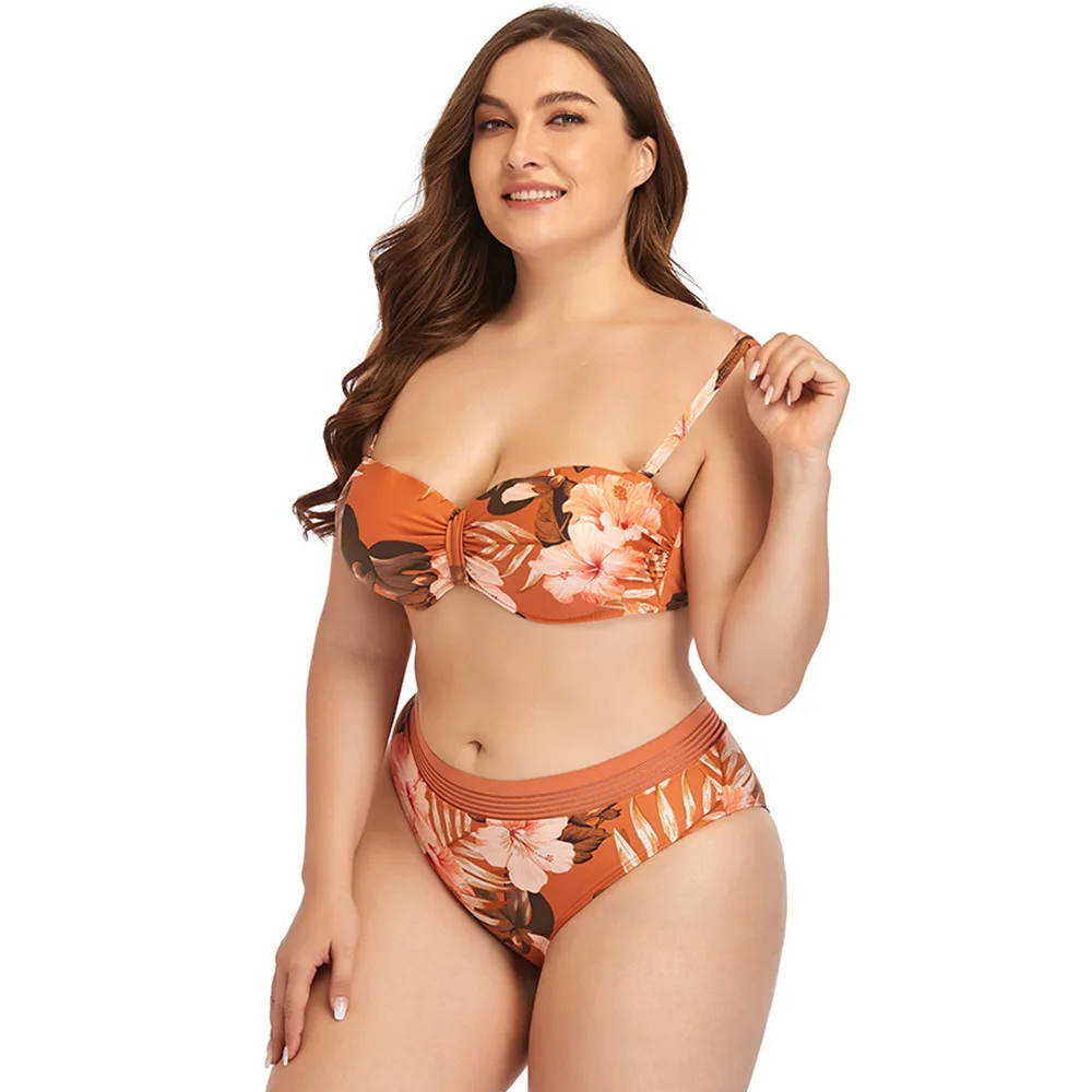 Plus Size Swimwear Fat Woman Strap Vintage Bikini Floral Print Split High Waist Swimsuit Cover Up Bikini set
Plus Size Swimwear Fat Woman Strap Vintage Bikini Floral Print Split High Waist Swimsuit Cover Up Bikini set