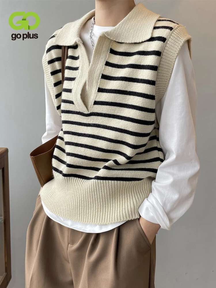 GOPLUS Sweater Vest Women Korean Style Vintage Striped Sleeveless Sweaters Knitted Vests Pull Tops Waistcoat Kamizelka Damska
GOPLUS Sweater Vest Women Korean Style Vintage Striped Sleeveless Sweaters Knitted Vests Pull Tops Waistcoat Kamizelka Damska