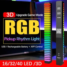 LED Sound Activated RGB Light Bar Home Desktop Decor Flickering Music Bar Voice Control Led Lights Lamp Ramadan Room Decor
