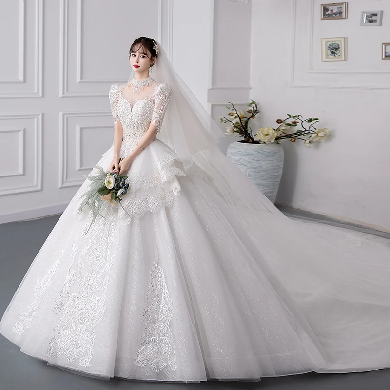 Short Sleeve Wedding Dress For Women 2023 New Luxury O-neck Lace Embroidery Bridal Dress Vestido De Novia Plus Size Made Custom
Short Sleeve Wedding Dress For Women 2023 New Luxury O-neck Lace Embroidery Bridal Dress Vestido De Novia Plus Size Made Custom