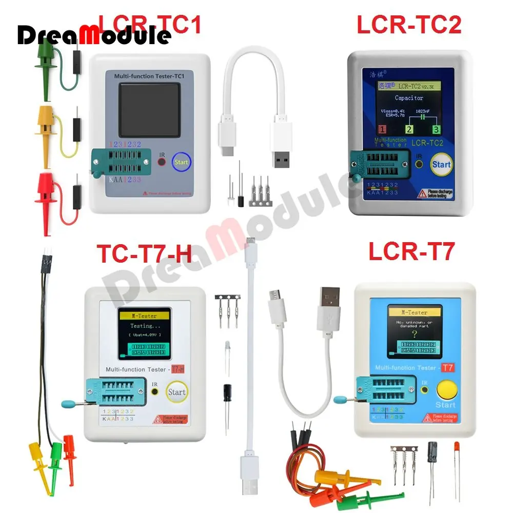 

LCR-TC2 TC-T7-H LCR-TC1 TCR-T7 Transistor Tester Multimeter Display for Diode Triode MOS/PNP/NPN Capacitor Resistor Transistor