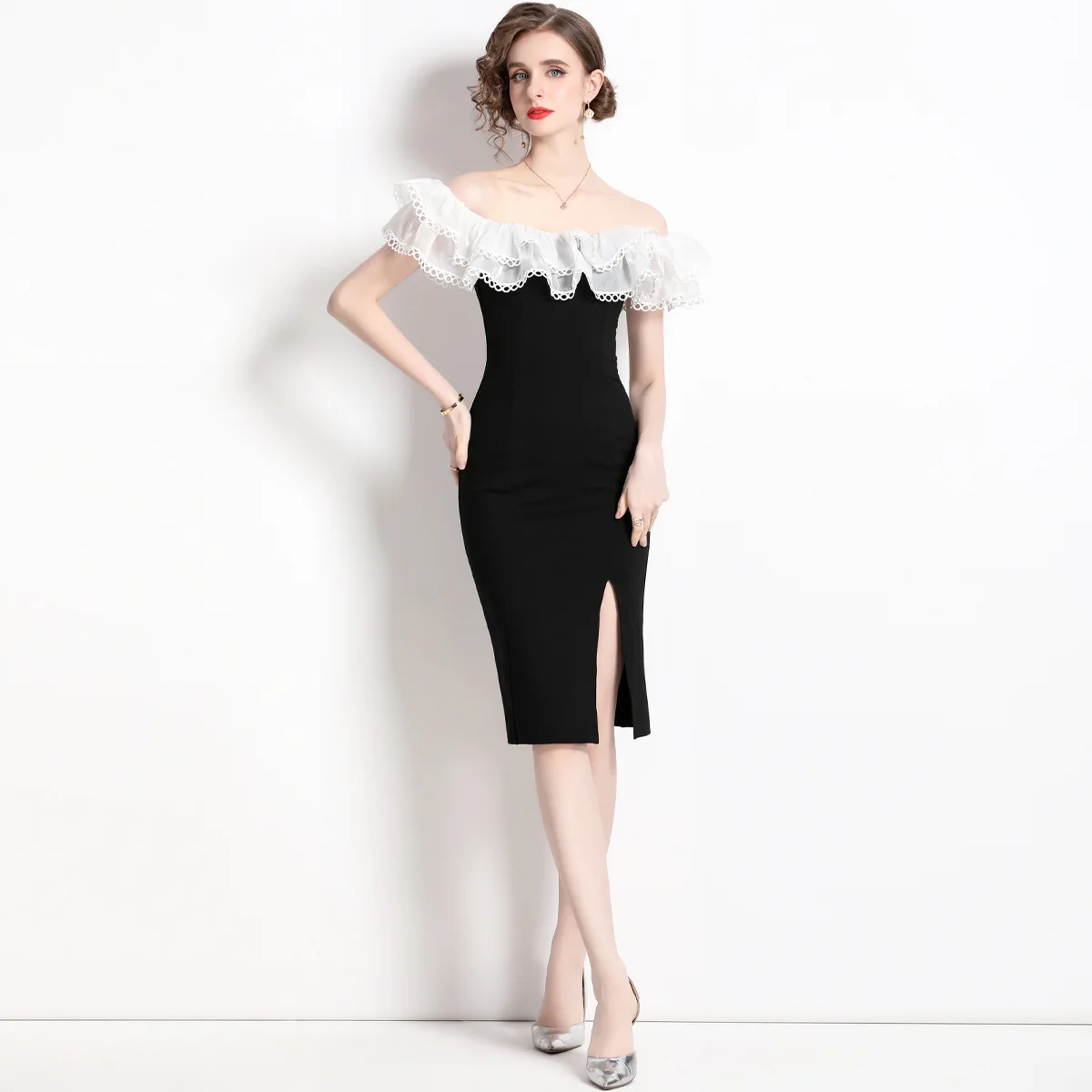 Summer Dress Women 2023 Light Luxury Waist Fashion Split Black Dress One Shoulder Mid-lenght Party Dresses
Summer Dress Women 2023 Light Luxury Waist Fashion Split Black Dress One Shoulder Mid-lenght Party Dresses