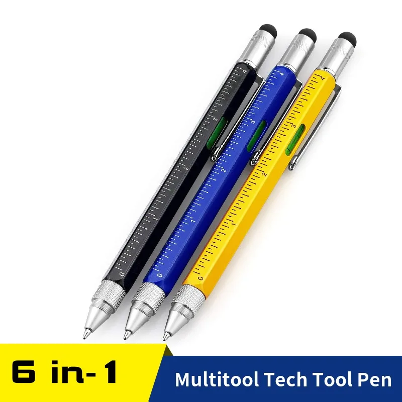 

Christmas Gift Pen for Men 6 in-1 Multitool Tech Tool Screwdriver Pen with Ruler, Levelgauge, Ballpoint Pen, and Pen Refills