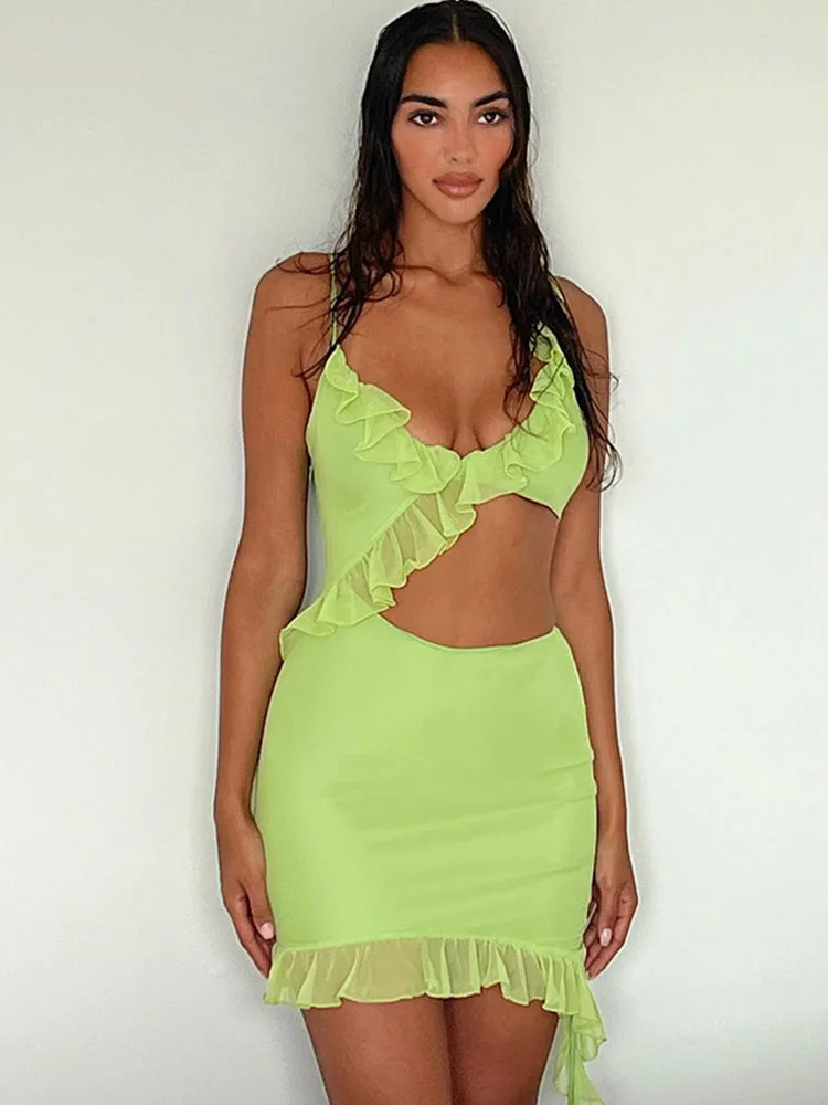 Summer Sexy Sweet Dress Women Casual Hollow Out Solid Slim Spaghetti Strap Dresses Women Flounced Edge Backless Ladies Vestido
Summer Sexy Sweet Dress Women Casual Hollow Out Solid Slim Spaghetti Strap Dresses Women Flounced Edge Backless Ladies Vestido